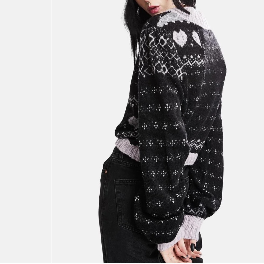 Free People Snow Globe Wool Alpaca Mock Neck Cropped Pullover Sweater: Onyx - Picture 11 of 16